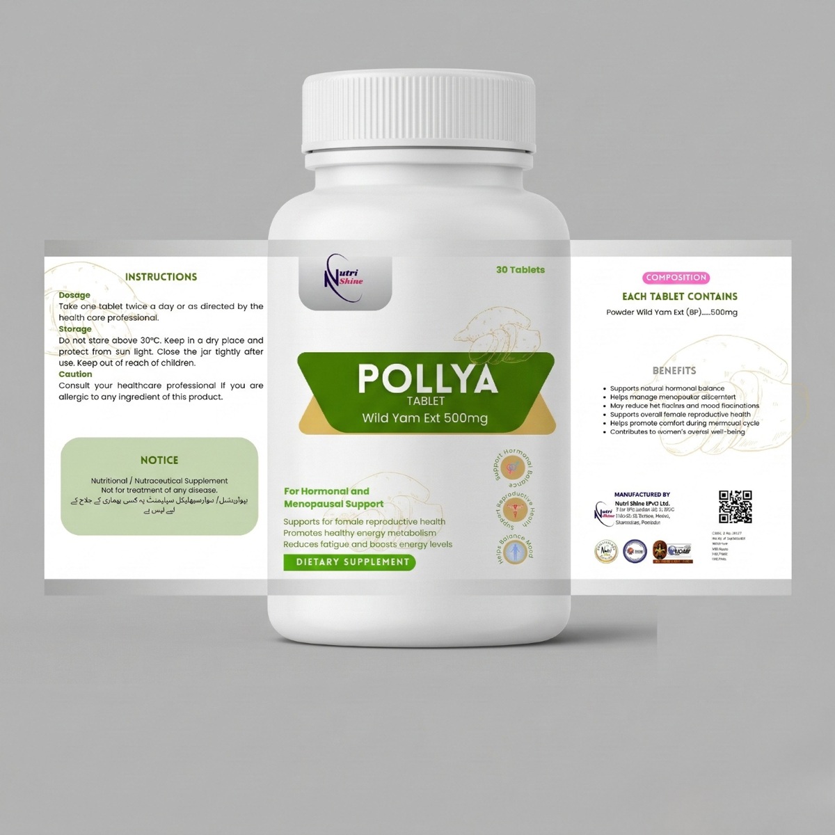 tablets desgines - 12 Pollya Tablet (Women's hormonal and menopausal support) - Image 1